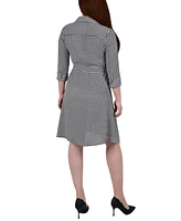 Petite Long Sleeve Belted Shirtdress