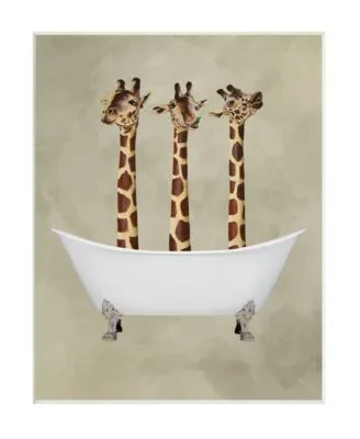 Stupell Industries Natural Palette Three Giraffe Necks In A Claw Foot Bathtub Wall Plaque Art Collection By Coco De Paris