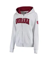 Women's White Indiana Hoosiers Arched Name Full Zip Hoodie