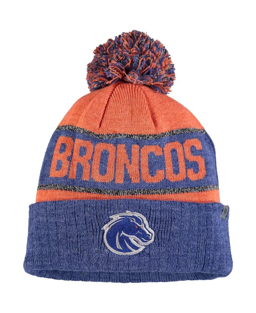 Men's Orange and Heather Blue Boise State Broncos Below Zero Cuffed Pom Knit Hat