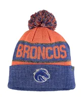 Men's Orange and Heather Blue Boise State Broncos Below Zero Cuffed Pom Knit Hat