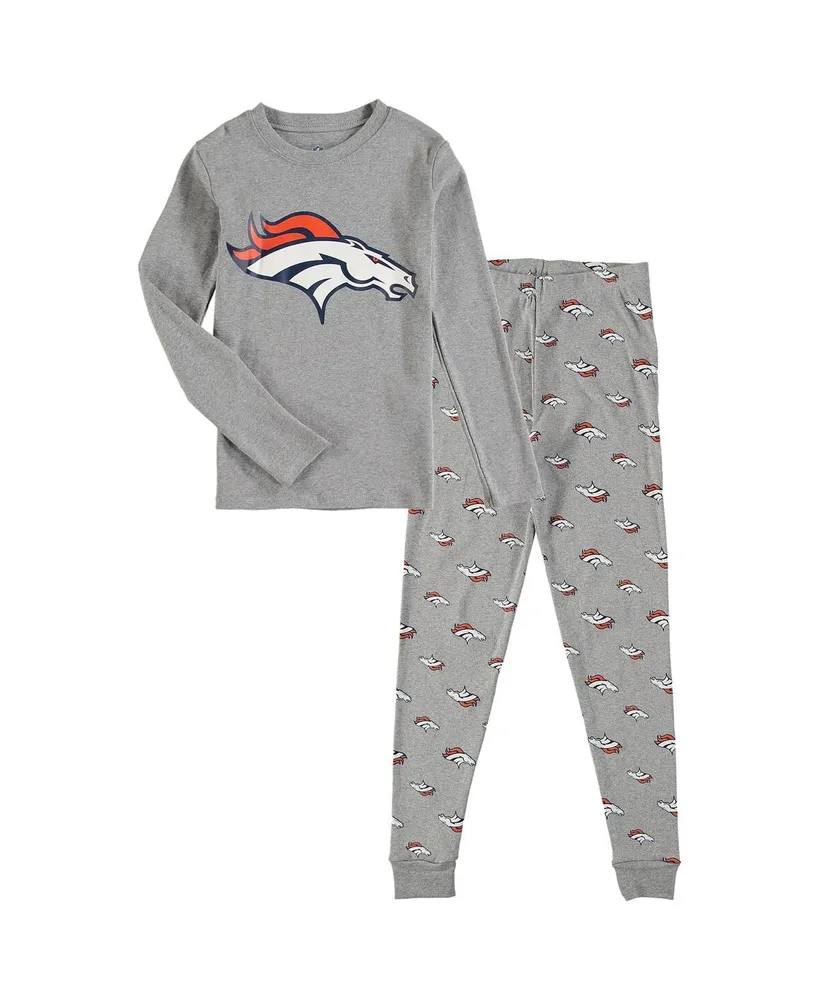 Little Boys Heathered Gray Denver Broncos Long Sleeve T-shirt and Pants Sleep Set