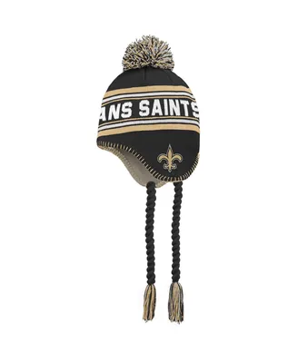 Preschool Boys and Girls Black and Gold New Orleans Saints Jacquard Tassel Knit Hat with Pom