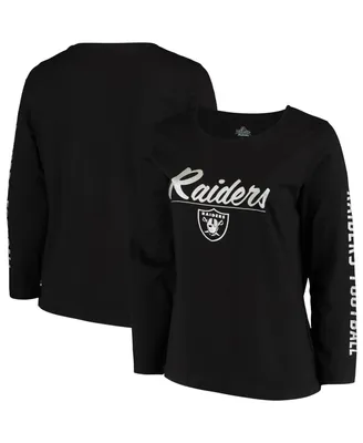 Women's Black Las Vegas Raiders Plus Size Team Logo Long Sleeve T-shirt