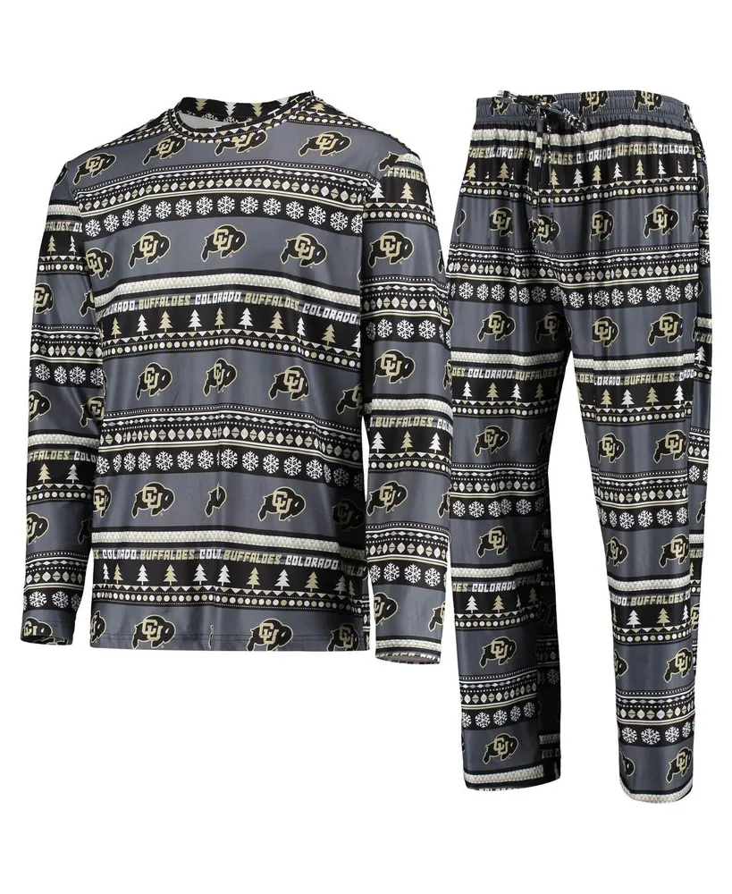 Men's Black Colorado Buffaloes Ugly Sweater Long Sleeve T-shirt and Pants Sleep Set