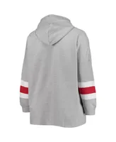 Women's Heathered Gray Alabama Crimson Tide Plus Sleeve Stripe Pullover Hoodie