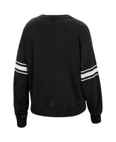 Women's Black Oklahoma Sooners Camden Sleeve Stripe Washed Pullover Sweatshirt