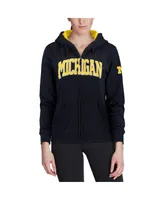 Women's Stadium Athletic Navy Michigan Wolverines Arched Name Full-Zip Hoodie