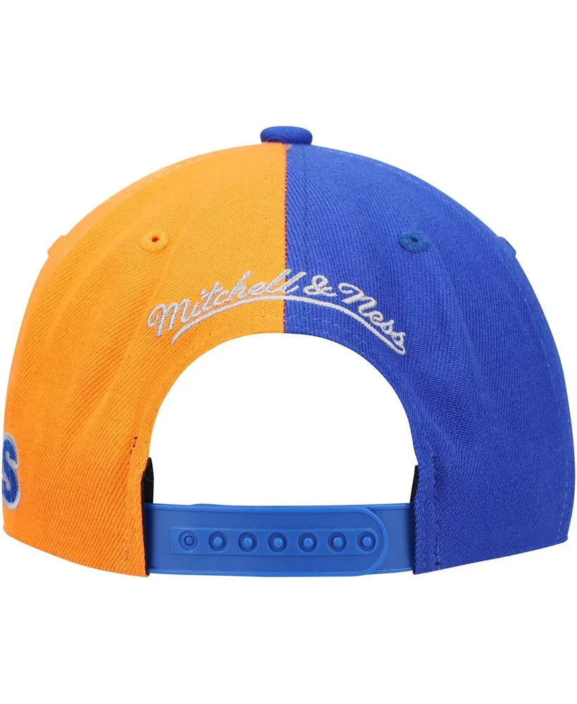 Men's Blue and Orange New York Knicks Team Half and Half Snapback Hat
