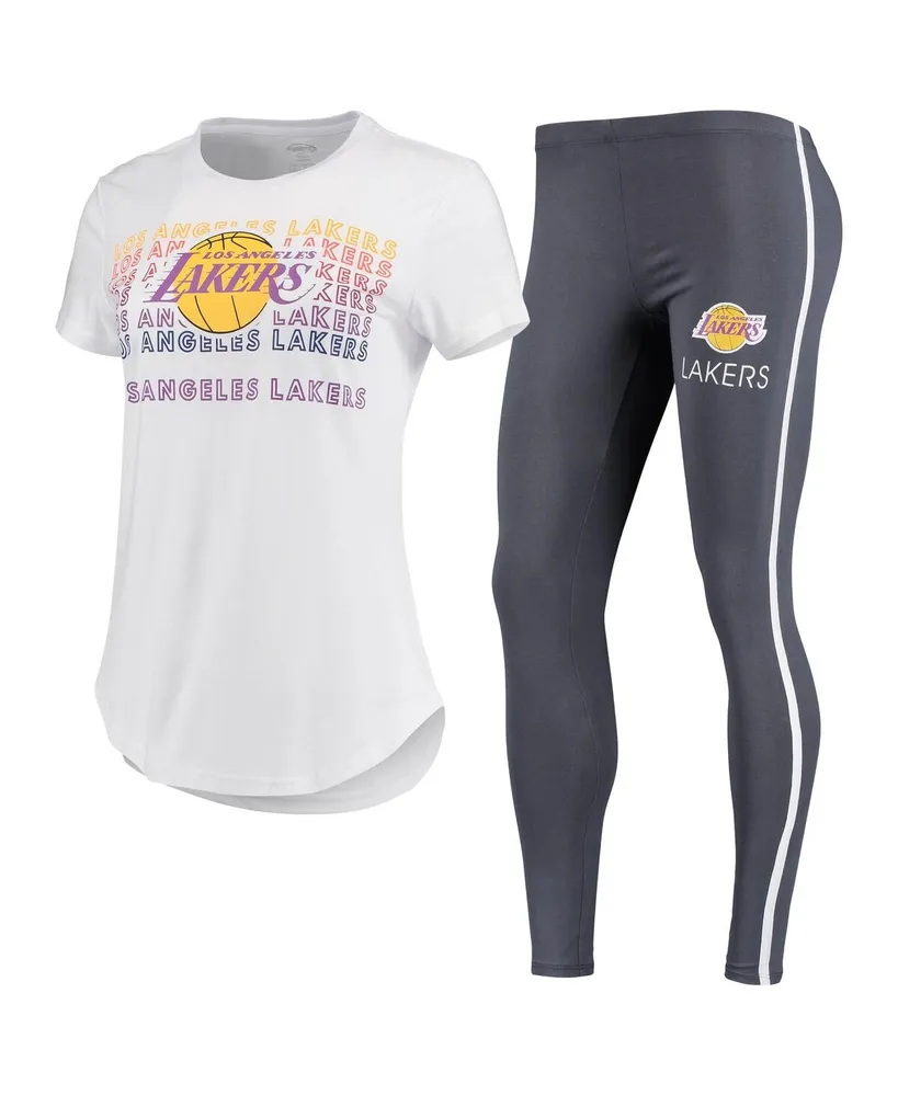 Women's White, Charcoal Los Angeles Lakers Sonata T-shirt and Leggings Set