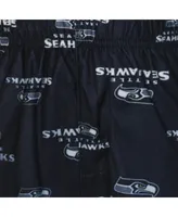 Seattle Seahawks Unisex Preschool Toddler Allover Logo Flannel Pajama Pants - Navy Blue