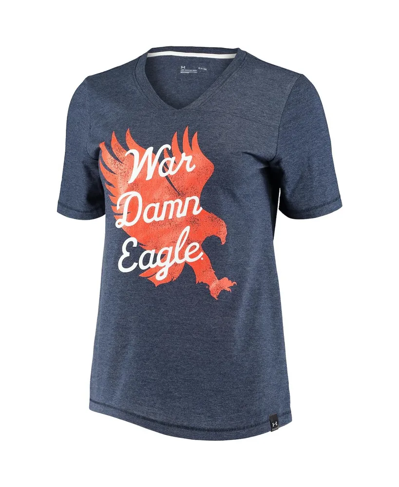 Women's Heathered Navy Auburn Tigers V-Neck T-shirt