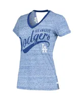 Women's Royal Los Angeles Dodgers Hail Mary V-Neck Back Wrap T-shirt