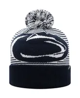 Men's Navy Penn State Nittany Lions Line Up Cuffed Knit Hat with Pom