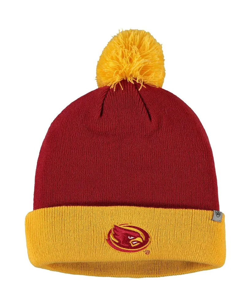 Men's Cardinal and Gold Iowa State Cyclones Core 2-Tone Cuffed Knit Hat with Pom