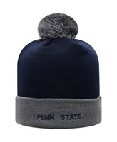 Men's Navy and Gray Penn State Nittany Lions Core 2-Tone Cuffed Knit Hat with Pom