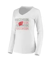 Women's Red, White Wisconsin Badgers Flagship Long Sleeve T-shirt and Pants Sleep Set