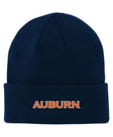 Big Boys Navy Auburn Tigers Jacquard Texture Cuffed Knit Hat