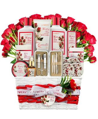 Red Rose Home Spa Body Care Gift Set, Beauty and Personal Care Kit, Bath and Body Gift Set, 35 Piece