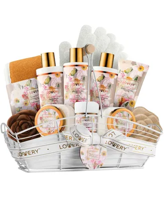 Coconut Caramel Spa Gift Basket and Body Care Gift Set, Self Care Package, 13 Piece