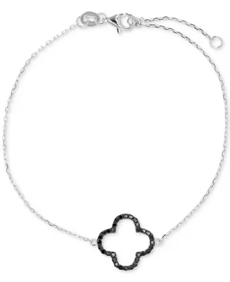 Black Spinel Clover Chain Bracelet (1/3 ct. t.w.) in Sterling Silver