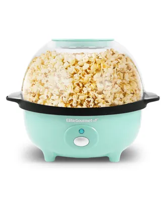 Elite Gourmet 3 Qt. Automatic, Stirring Hot Oil Popcorn Machine with Measuring Cap & Built-in Reversible Serving Bowl