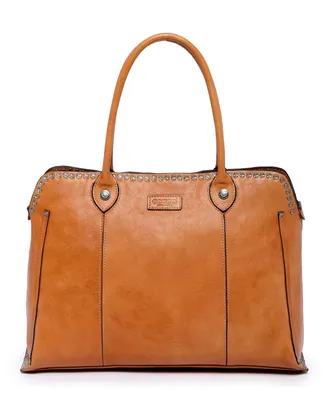 Old Trend Women's Genuine Leather Soul Stud Satchel Bag