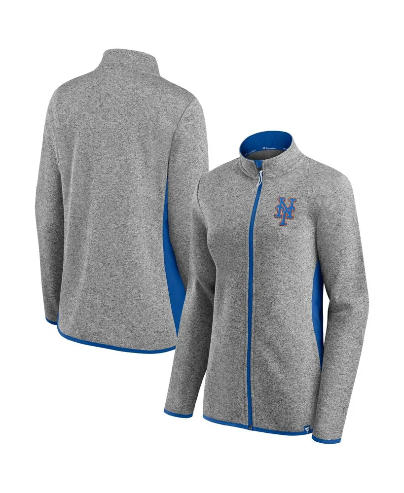 Women's Fanatics Heathered Charcoal New York Mets Primary Logo Fleece Full-Zip Jacket