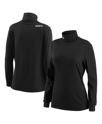 Women's Wear by Erin Andrews Black New Orleans Saints Long Sleeve Tri-Blend Turtleneck T-shirt