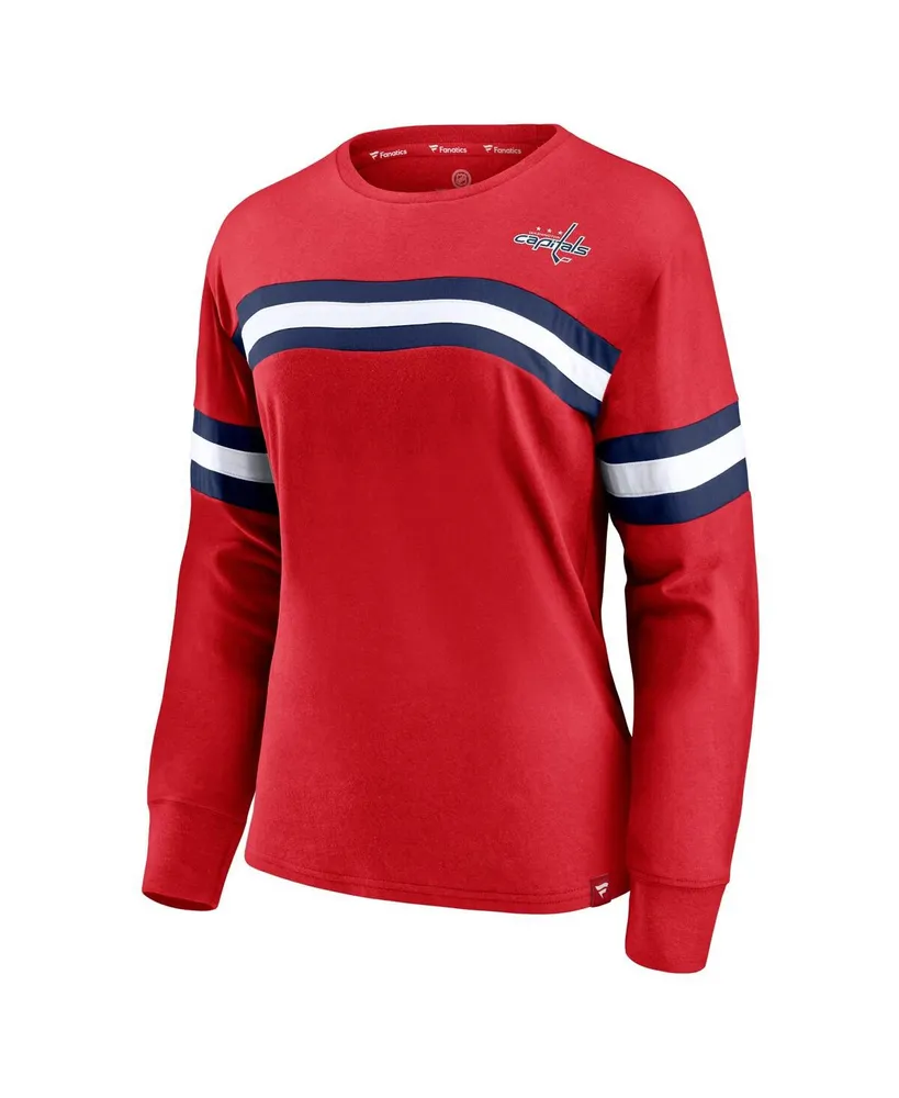 Women's Fanatics Red Washington Capitals Block Party Primary Logo Fashion Long Sleeve T-shirt