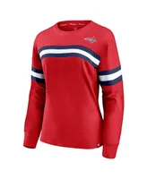 Women's Fanatics Red Washington Capitals Block Party Primary Logo Fashion Long Sleeve T-shirt