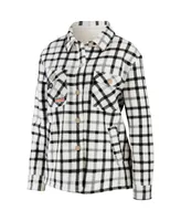 Women's Wear by Erin Andrews Oatmeal Philadelphia Flyers Plaid Button-Up Shirt Jacket