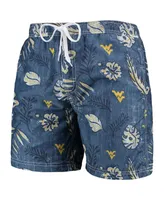 Men's Wes & Willy Navy West Virginia Mountaineers Vintage-Like Floral Swim Trunks