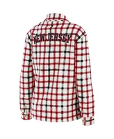 Women's Wear by Erin Andrews Oatmeal New Jersey Devils Plaid Button-Up Shirt Jacket