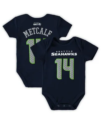 Newborn Infant Boys and Girls Dk Metcalf College Navy Seattle Seahawks Mainliner Player Name Number Bodysuit