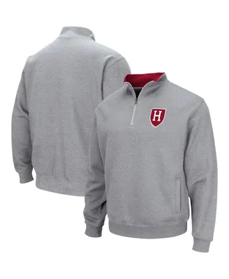 Men's Colosseum Heathered Gray Harvard Crimson Tortugas Team Logo Quarter-Zip Jacket