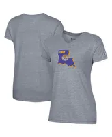 Women's Champion Gray Lsu Tigers Vault Logo V-Neck T-shirt