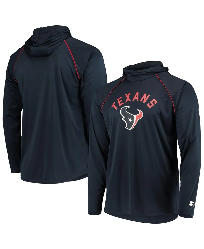 Men's Starter Navy Houston Texans Raglan Long Sleeve Hoodie T-shirt