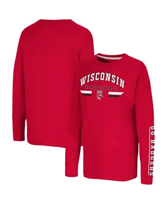 Big Boys Colosseum Red Wisconsin Badgers Tornado Reef 2-Hit Long Sleeve T-shirt