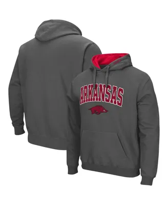 Men's Colosseum Charcoal Arkansas Razorbacks Arch and Logo 3.0 Pullover Hoodie