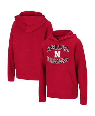 Big Boys Colosseum Heathered Scarlet Nebraska Huskers Circling Raglan Pullover Hoodie