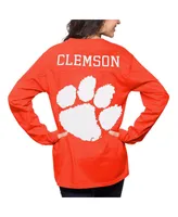 Women's Pressbox Orange Clemson Tigers The Big Shirt Oversized Long Sleeve T-shirt