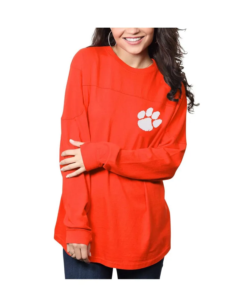 Women's Pressbox Orange Clemson Tigers The Big Shirt Oversized Long Sleeve T-shirt