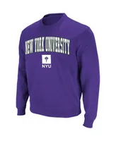 Men's Colosseum Purple Nyu Violets Arch and Logo Crew Neck Sweatshirt