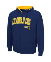 Men's Colosseum Navy Northern Arizona Lumberjacks Arch and Logo 3.0 Full-Zip Hoodie