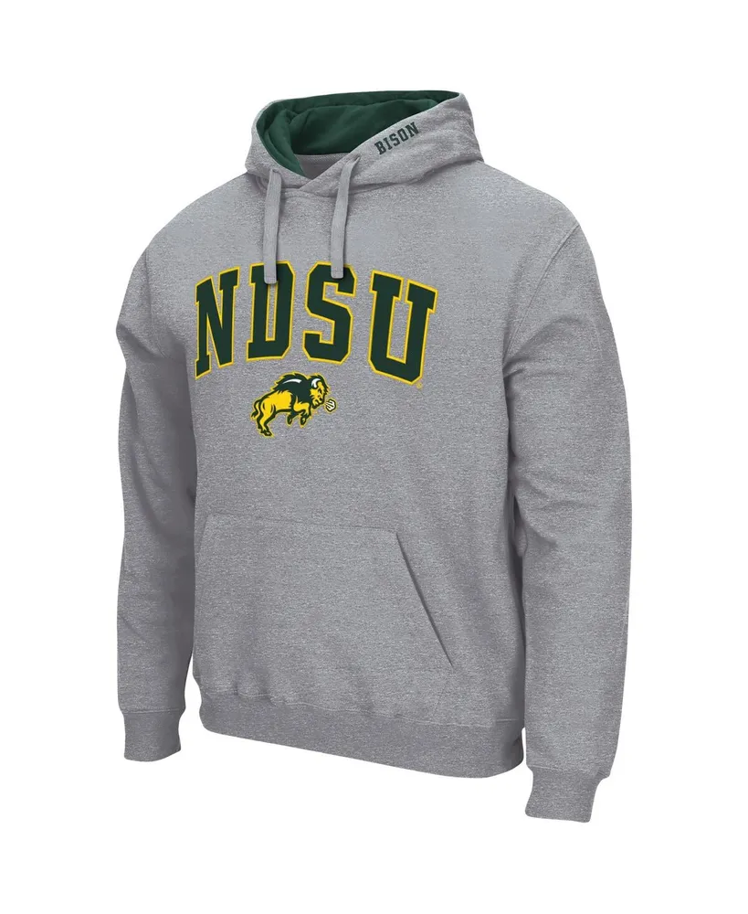 Men's Colosseum Heathered Gray Ndsu Bison Arch and Logo Pullover Hoodie