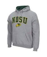 Men's Colosseum Heathered Gray Ndsu Bison Arch and Logo Pullover Hoodie