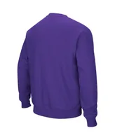 Men's Colosseum Purple Nyu Violets Arch and Logo Crew Neck Sweatshirt