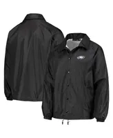 Men's Black Philadelphia Eagles Coaches Classic Raglan Full-Snap Windbreaker Jacket