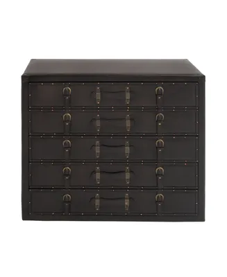 Faux Leather and Wood Traditional Chest